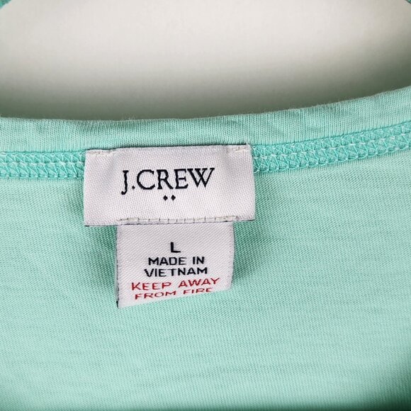 J. Crew Factory Soft Cotton Jersey Weekends Pajama Shirt Turquoise Blue sz L - Picture 6 of 9